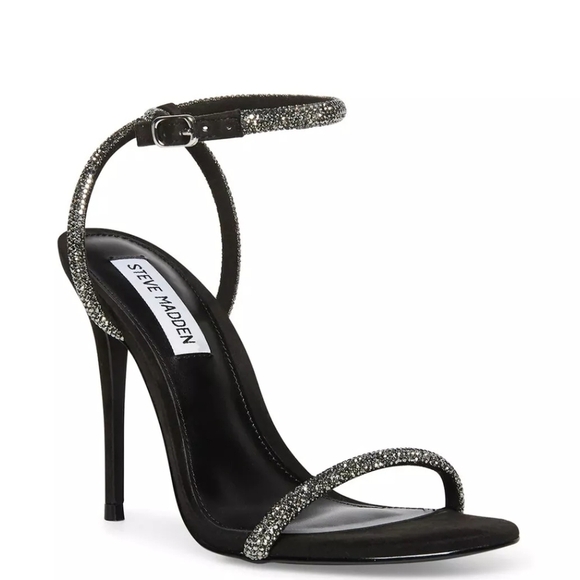 Steve Madden Shoes - Steve Madden Rhinestone Strap Black Heels Size 5.5